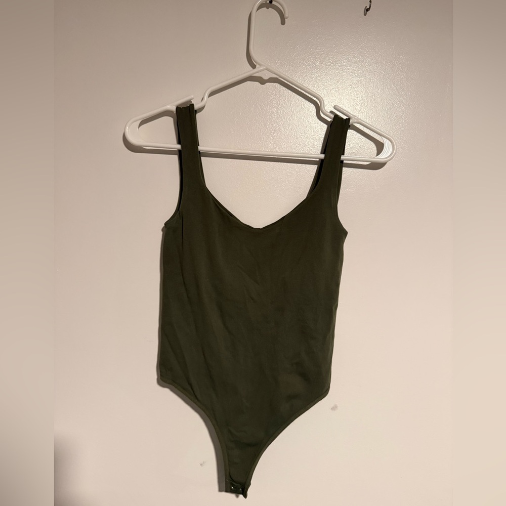 Free People Clean Lines Olive Green Bodysuit - great condition!!